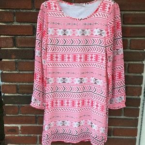 Peach Love California Dress Sz S Women Lined Aztec Long Sleeve Made in USA